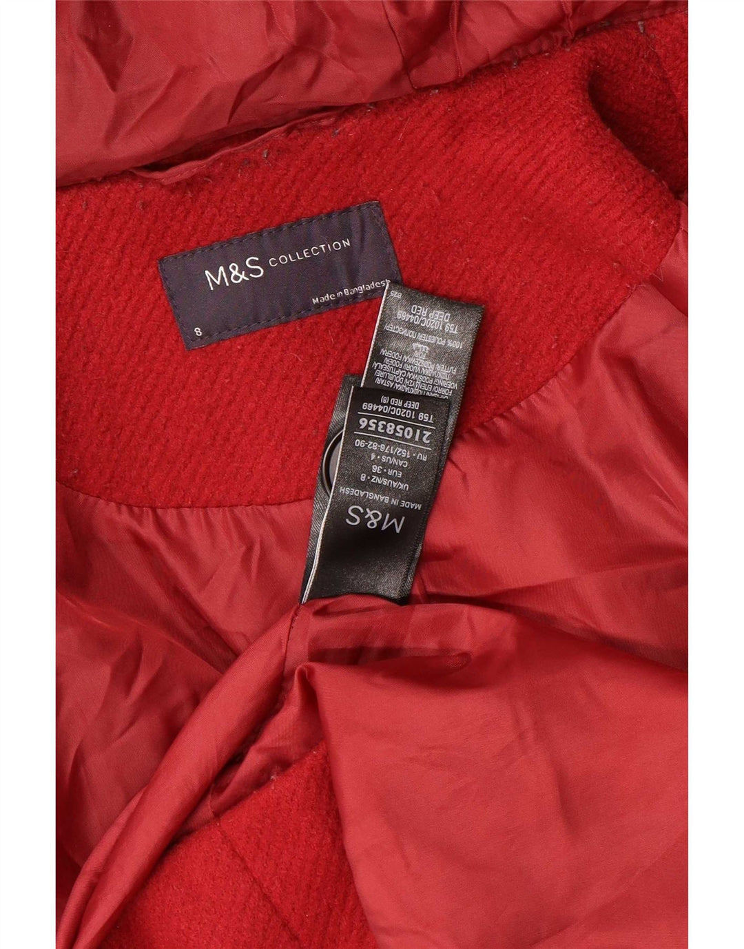 Marks & Spencer Womens Hooded Oversized Duffle Coat UK 8 Small Red