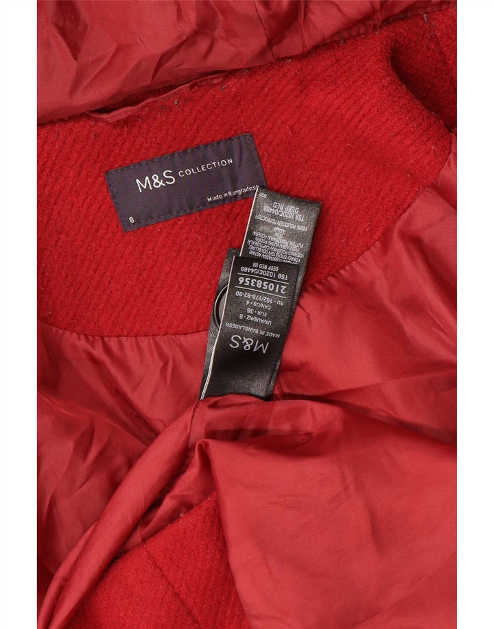 Marks & Spencer Womens Hooded Oversized Duffle Coat UK 8 Small Red
