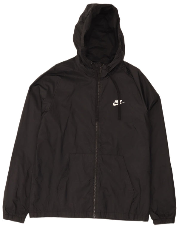 Nike Womens Hooded Rain Jacket UK 38 Medium Black Nylon Sports