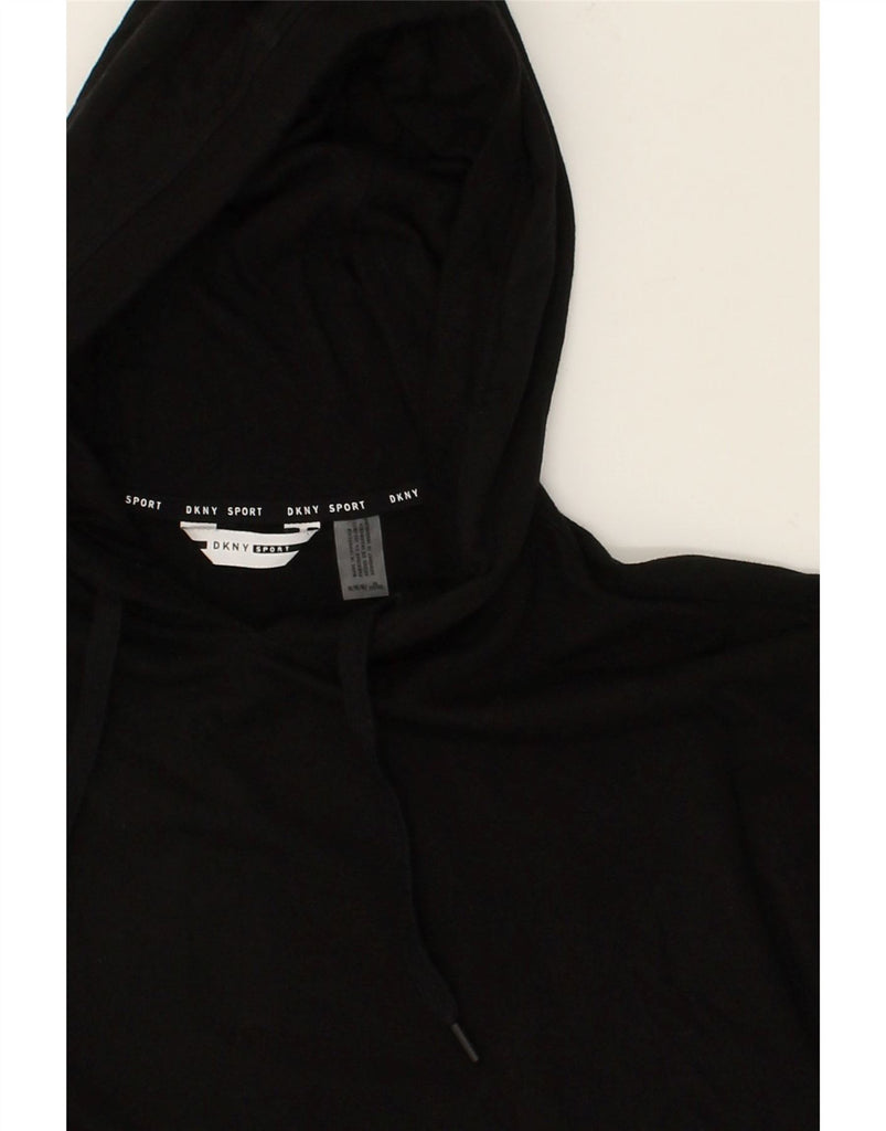DKNY Womens Hoodie Jumper UK 14 Medium Black Colourblock Cotton Sports | Vintage Dkny | Thrift | Second-Hand Dkny | Used Clothing | Messina Hembry 