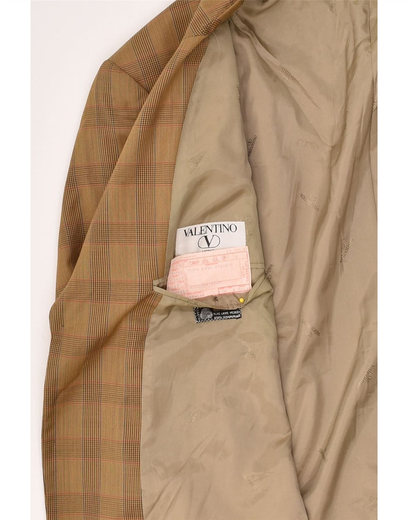 VALENTINO Mens 3 Button Blazer Jacket IT 56 3XL Brown Check Virgin Wool | Vintage Valentino | Thrift | Second-Hand Valentino | Used Clothing | Messina Hembry 