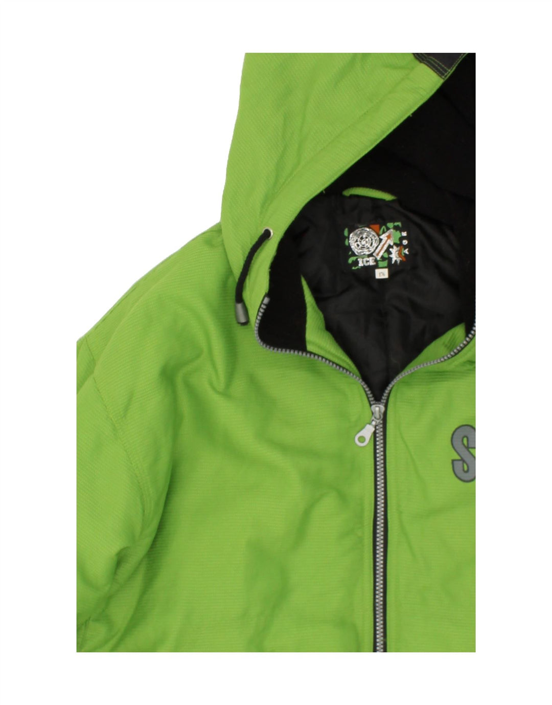 VINTAGE Girls Graphic Windbreaker Jacket 15-16 Years Green Polyamide Vintage Vintage and Second-Hand Vintage from Messina Hembry 