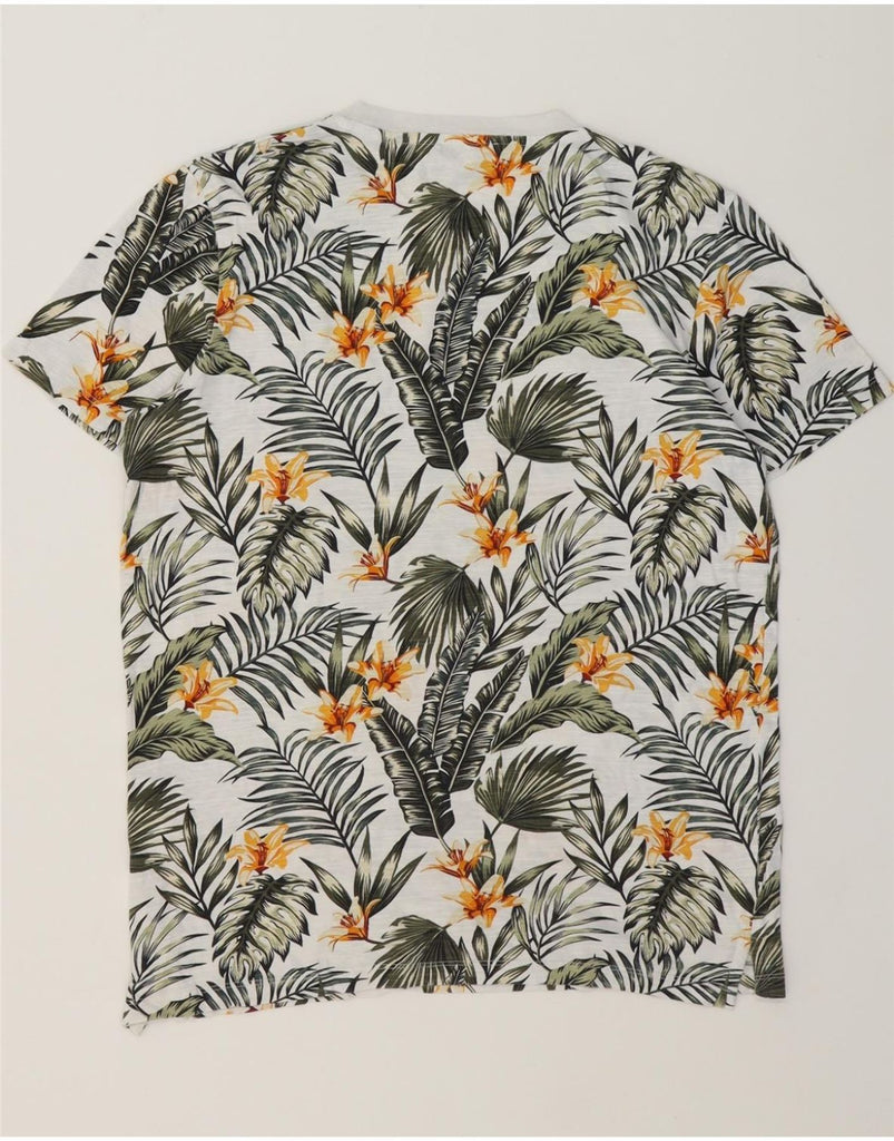 JACK & JONES Mens T-Shirt Top Medium White Floral Cotton Vintage Jack & Jones and Second-Hand Jack & Jones from Messina Hembry 