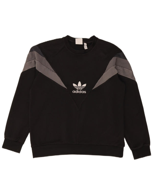 Adidas Mens Graphic Sweatshirt Jumper Large Black Colourblock Polyester