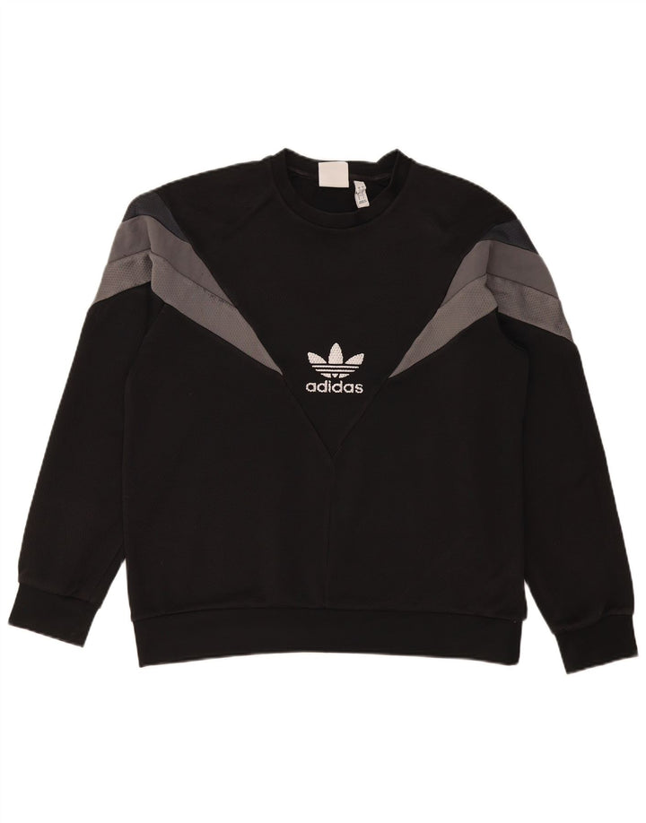 Adidas Mens Graphic Sweatshirt Jumper Large Black Colourblock Polyester