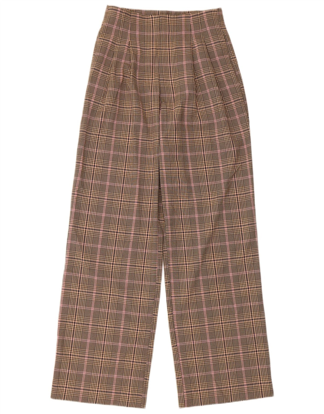Zara Womens Pegged Casual Trousers XS W24 L30 Beige Check Polyester