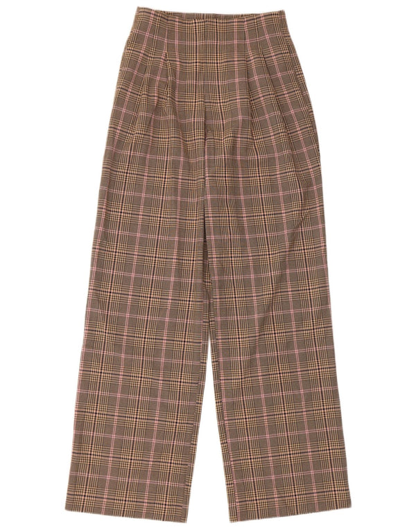 Zara Womens Pegged Casual Trousers XS W24 L30 Beige Check Polyester