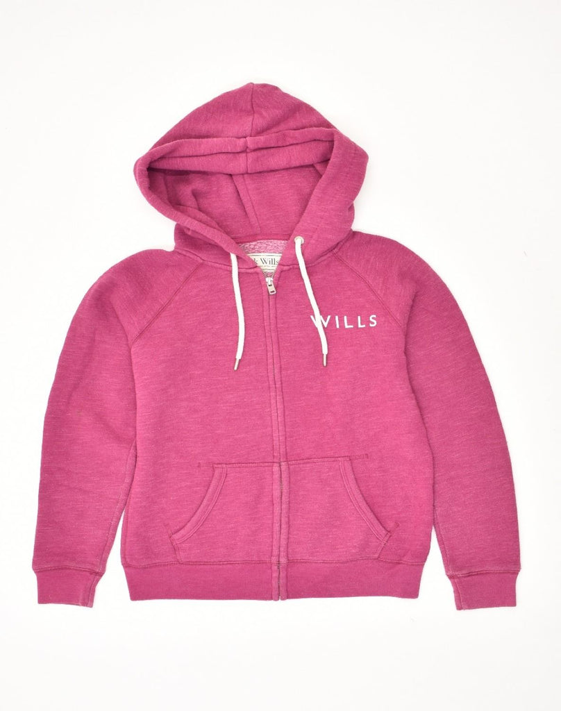 JACK WILLS Womens Zip Hoodie Sweater UK 10 Small Pink Cotton | Vintage Jack Wills | Thrift | Second-Hand Jack Wills | Used Clothing | Messina Hembry 