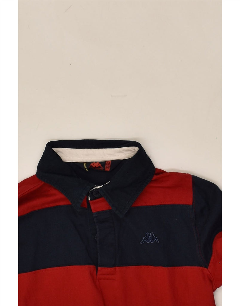 KAPPA Boys Long Sleeve Polo Shirt 9-10 Years Large Red Striped Cotton | Vintage Kappa | Thrift | Second-Hand Kappa | Used Clothing | Messina Hembry 