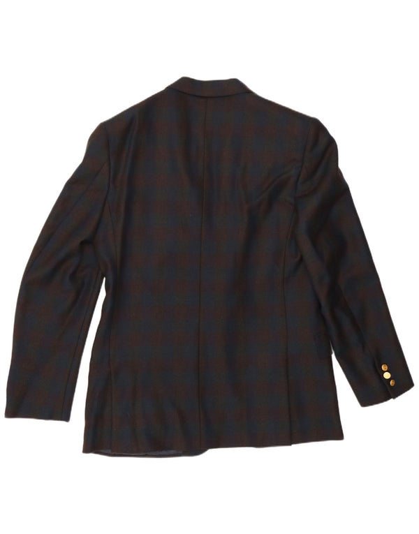 Valentino Mens 2 Button Blazer Jacket UK 38 Medium Navy Blue Check