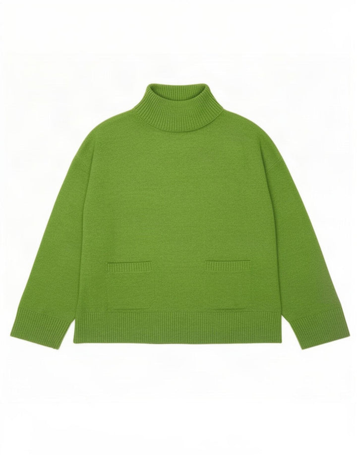 Marks & Spencer Womens Turtle Neck Jumper Sweater UK 14 Medium Green