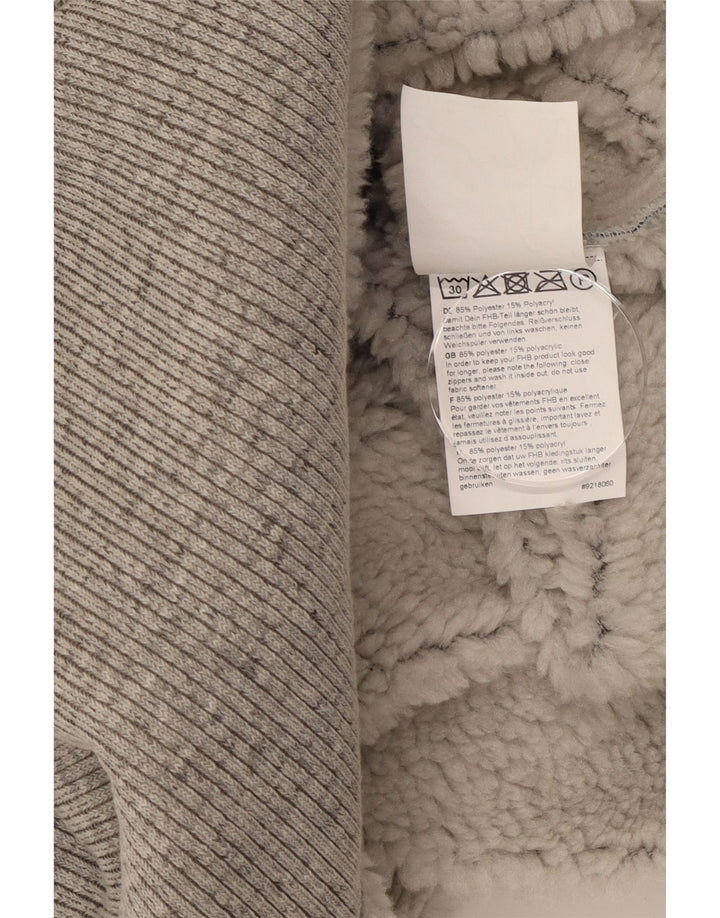 FHB Mens Zip Neck Sherpa Sweatshirt Jumper XL Grey Polyester