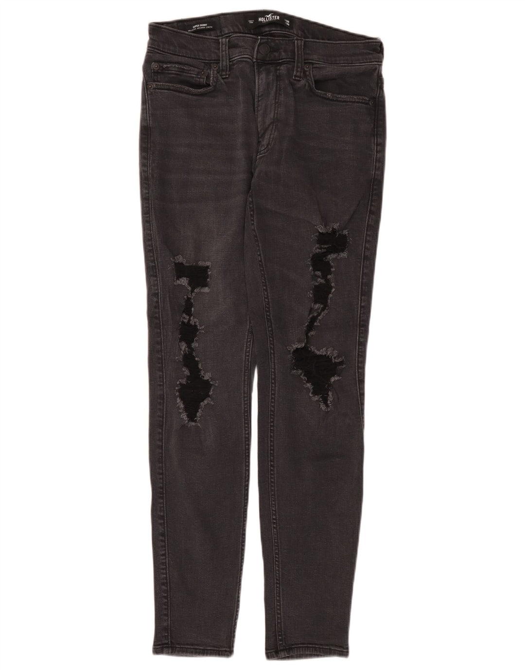 Hollister Mens Distressed Slim Jeans W30 L30 Grey Cotton