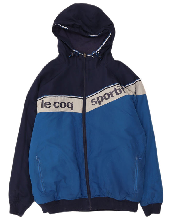 Le Coq Sportif Mens Graphic Bomber Jacket UK 38 Medium Blue Colourblock