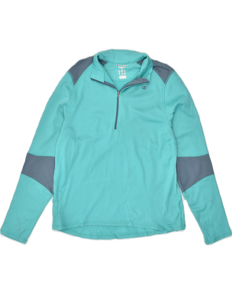 CHAMPION Womens Zip Neck Pullover Tracksuit Top UK 18 XL Turquoise | Vintage Champion | Thrift | Second-Hand Champion | Used Clothing | Messina Hembry 