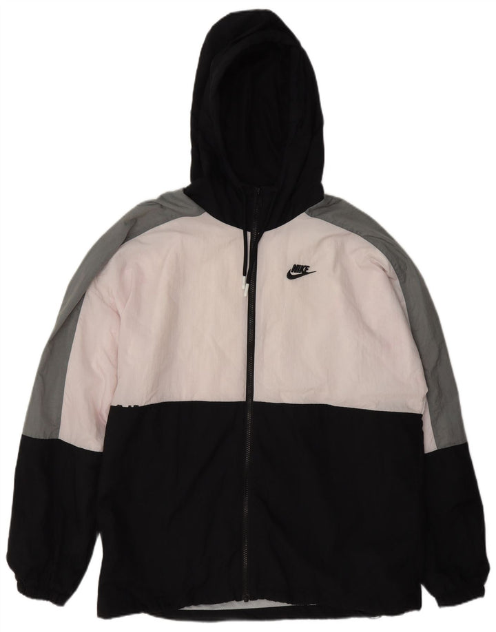 Nike Mens Hooded Rain Jacket UK 38 Medium Multicoloured Colourblock Nylon