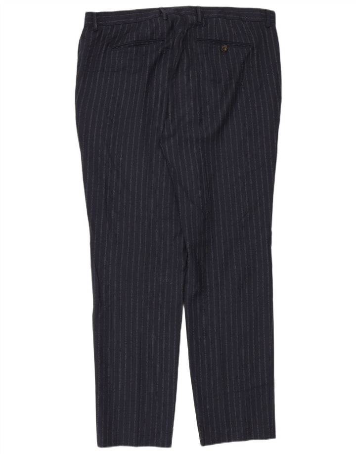 Ted Baker Mens Tapered Suit Trousers W40 L34 Navy Blue Pinstripe Polyester