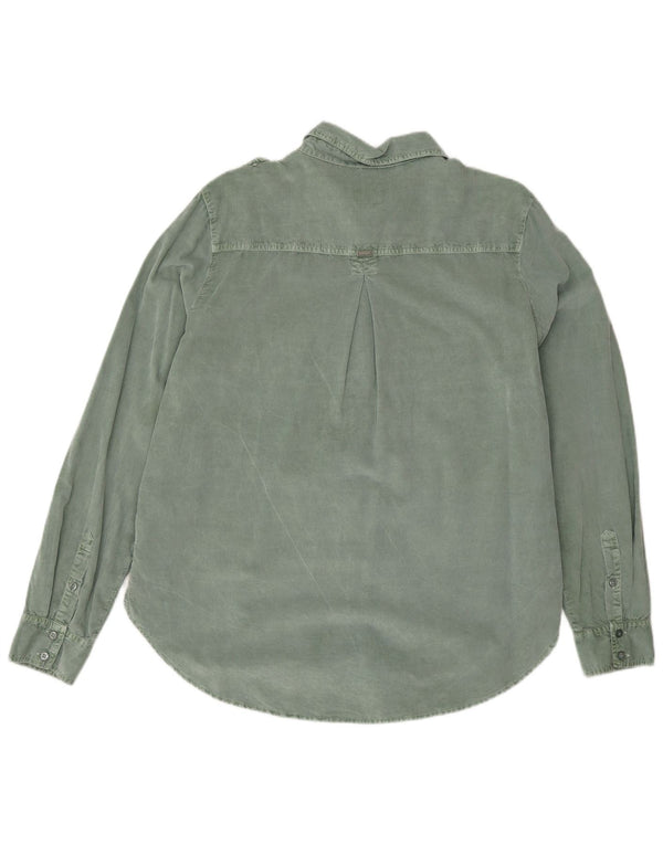 Guess Womens Military Oversized Corduroy Shirt UK 12 Medium Green Cotton