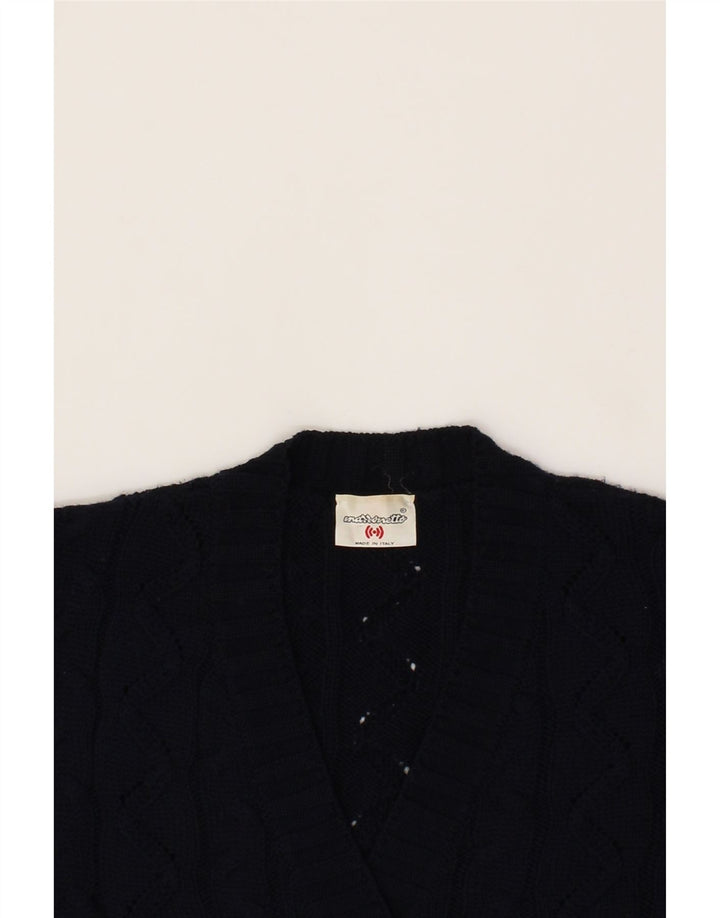 MARRONETTO Womens Cardigan Sweater IT 46 Large Navy Blue Wool Vintage Marronetto and Second-Hand Marronetto from Messina Hembry 