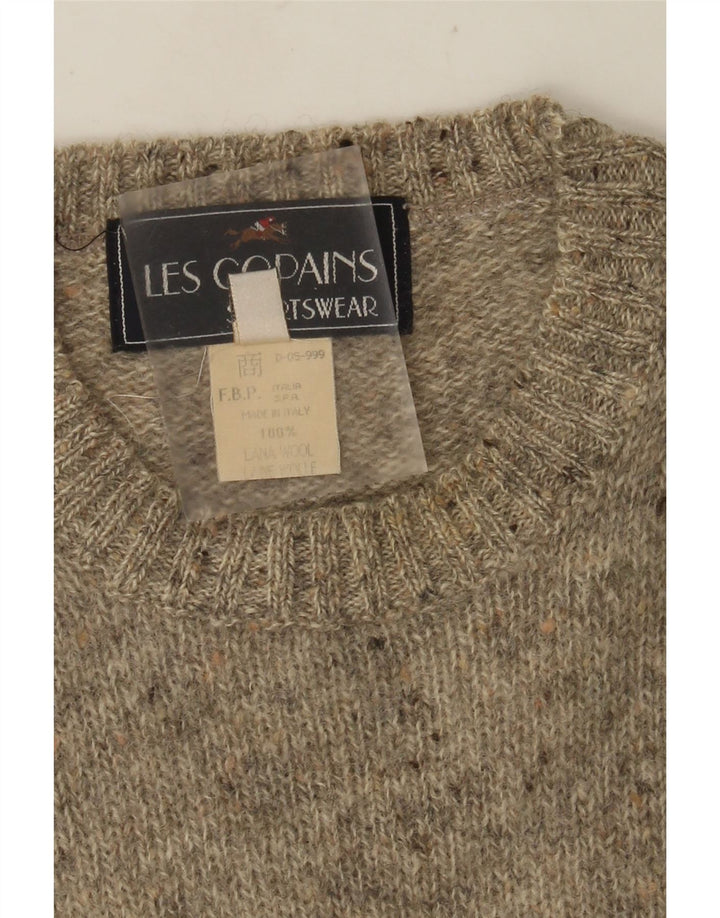 Les Copains Mens Crew Neck Jumper Sweater IT 50 Medium Grey Flecked Wool