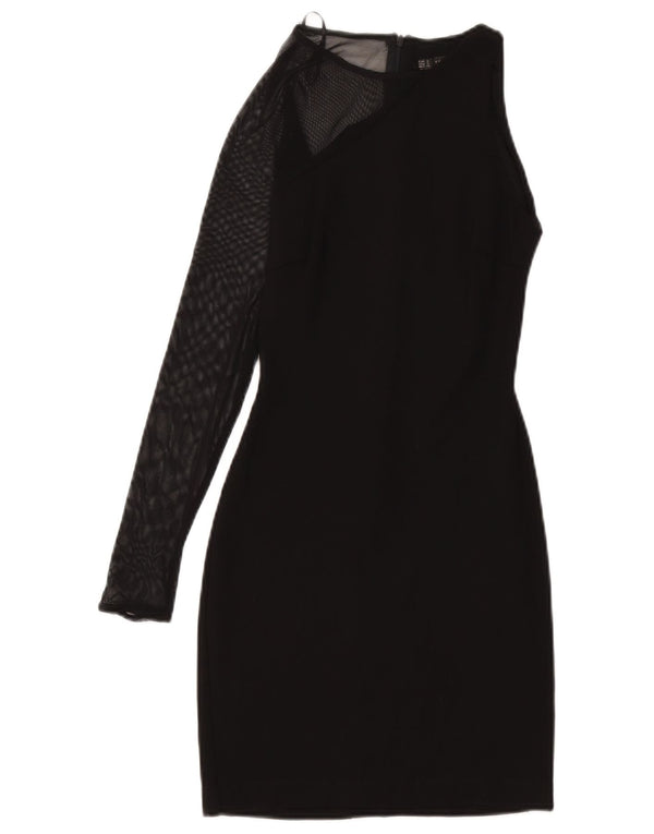 Zara Womens Trafaluc One Shoulder Dress UK 10 Small Black Viscose