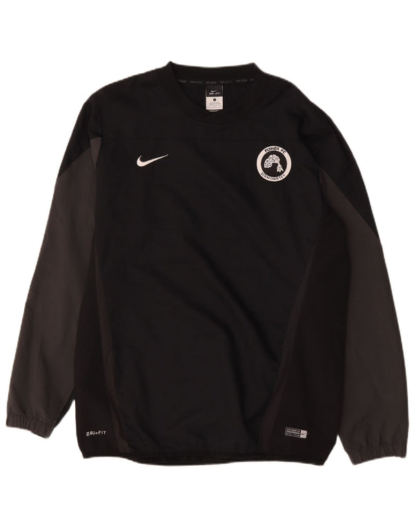 Nike Mens Dri Fit Graphic Top Long Sleeve Large Black Colourblock Polyester