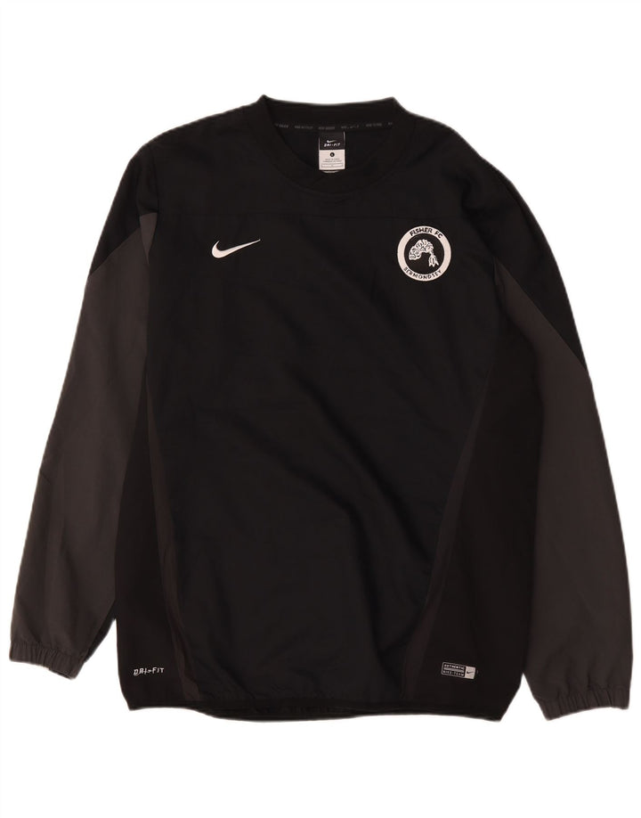 Nike Mens Dri Fit Graphic Top Long Sleeve Large Black Colourblock Polyester