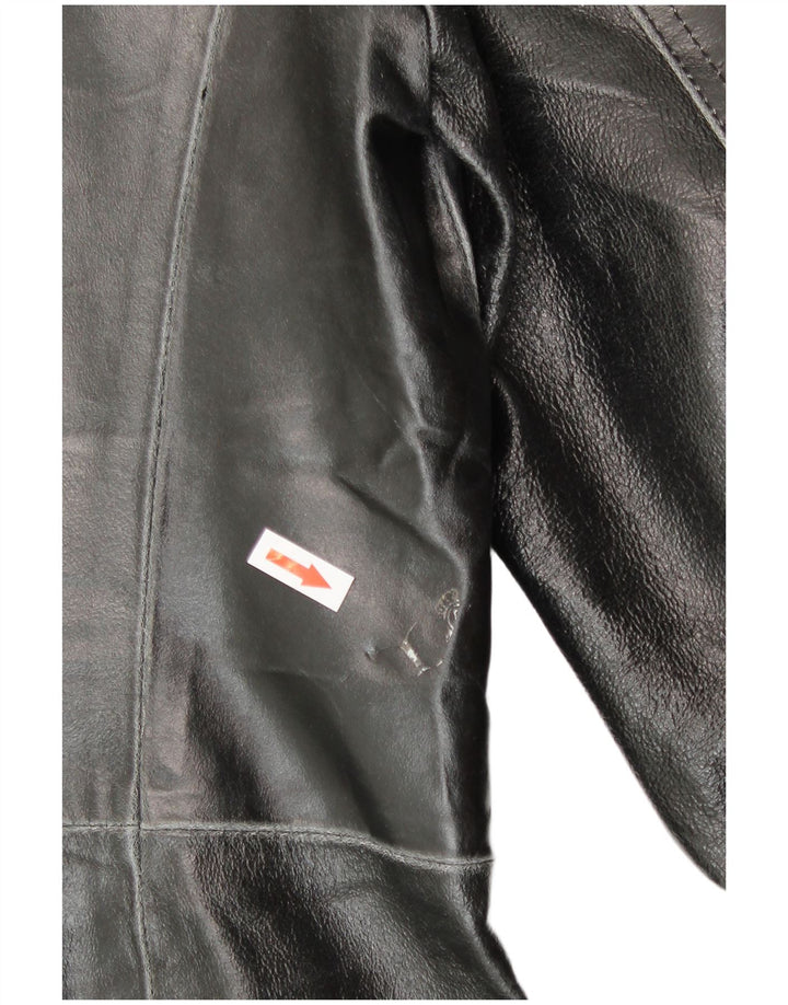 Davin Mens Leather Coat UK 40 Large Black Leather