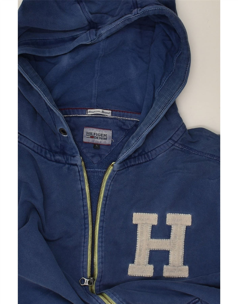 TOMMY HILFIGER Mens Zip Hoodie Sweater Large Navy Blue | Vintage Tommy Hilfiger | Thrift | Second-Hand Tommy Hilfiger | Used Clothing | Messina Hembry 