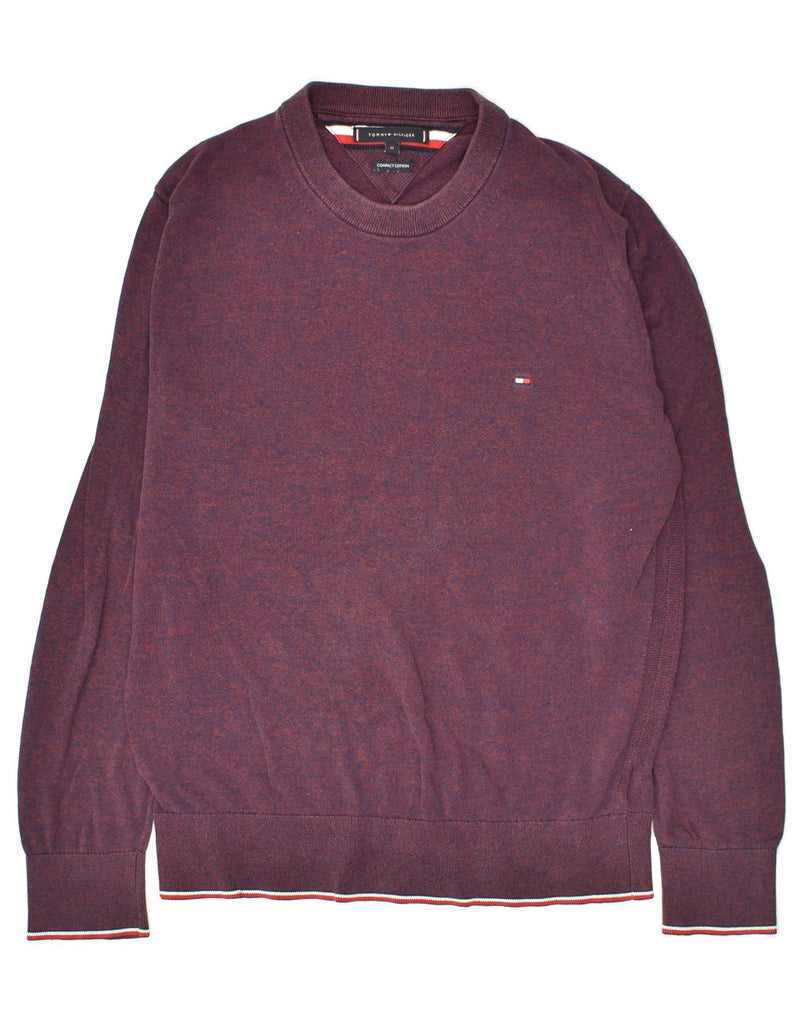 TOMMY HILFIGER Mens Boat Neck Jumper Sweater Medium Purple Flecked Cotton | Vintage Tommy Hilfiger | Thrift | Second-Hand Tommy Hilfiger | Used Clothing | Messina Hembry 