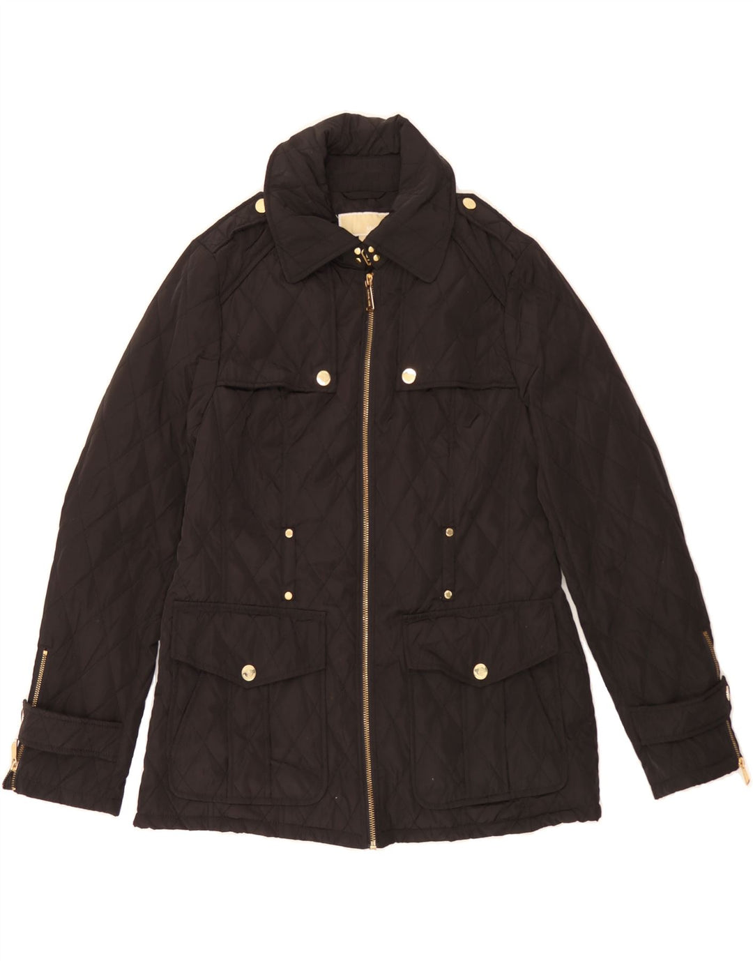 MICHAEL KORS Womens Quilted Jacket UK 14 Medium Black Polyester Vintage Michael Kors and Second-Hand Michael Kors from Messina Hembry 