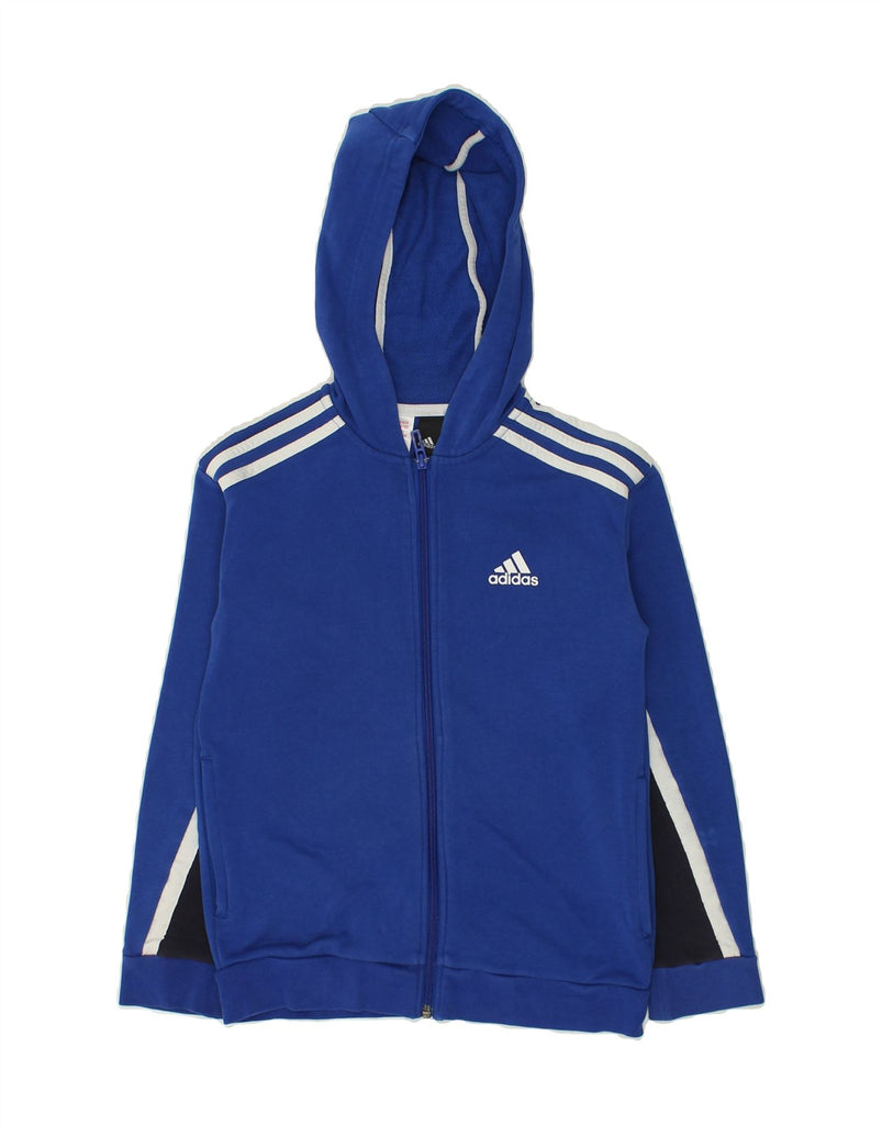 ADIDAS Boys Zip Hoodie Sweater 9-10 Years  Blue Cotton | Vintage Adidas | Thrift | Second-Hand Adidas | Used Clothing | Messina Hembry 