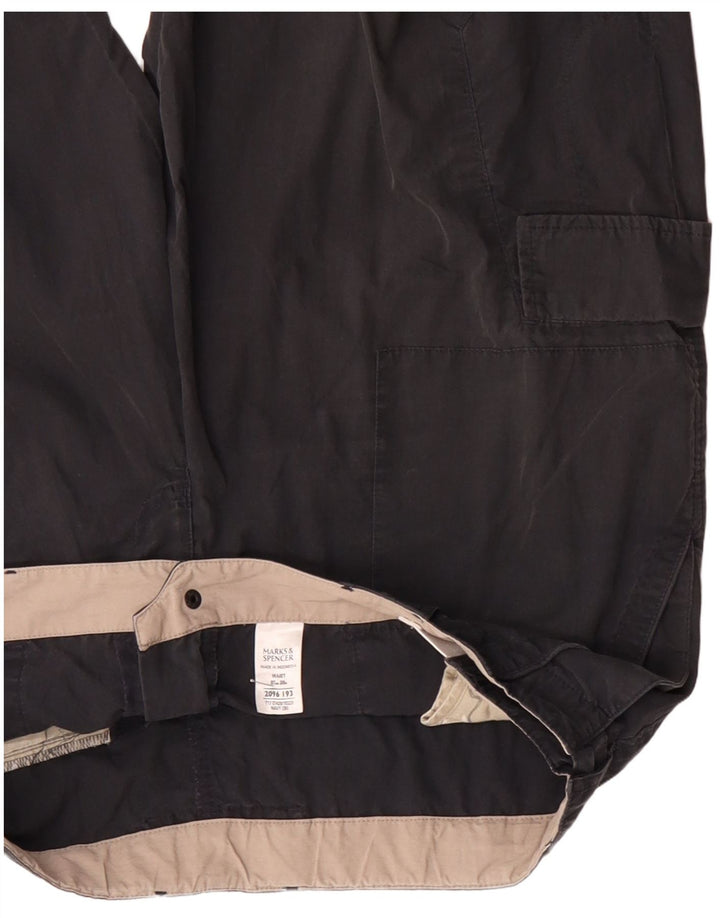 MARKS & SPENCER Mens Cargo Shorts W38 XL Navy Blue Cotton