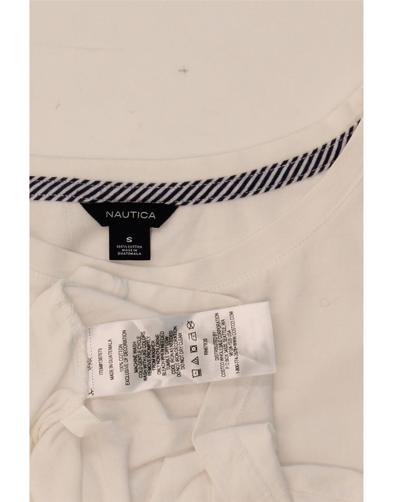 NAUTICA Womens T-Shirt Top UK 10 Small White Cotton Vintage Nautica and Second-Hand Nautica from Messina Hembry 