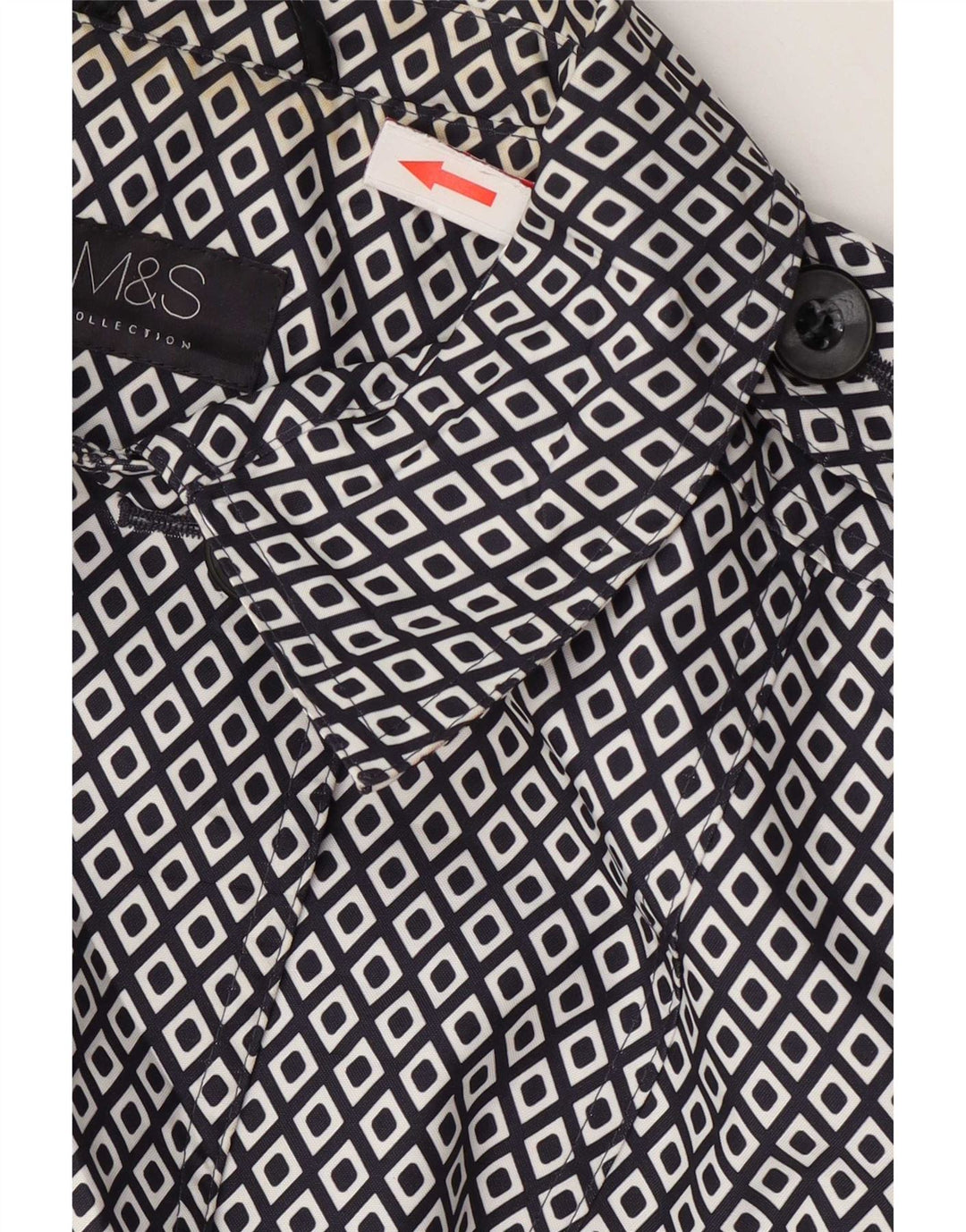 Marks & Spencer Womens Military Raincoat UK 18 XL Navy Blue Geometric