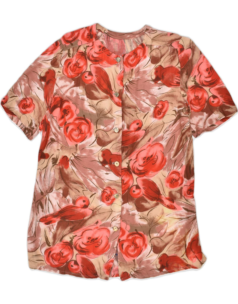 VINTAGE Womens Short Sleeve Shirt Blouse UK 16 Large Red Floral | Vintage | Thrift | Second-Hand | Used Clothing | Messina Hembry 