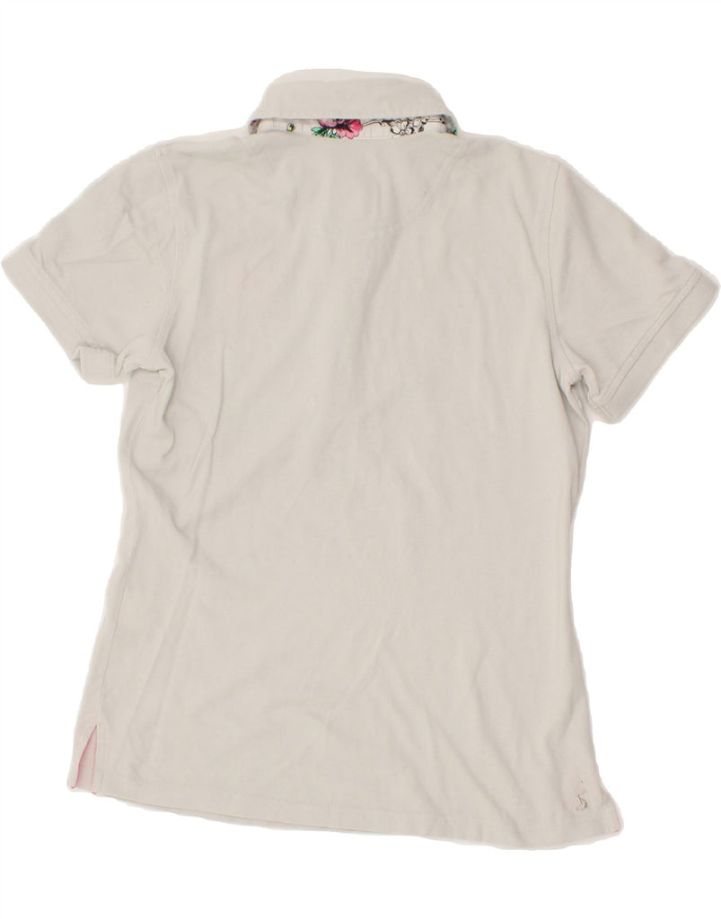 JOULES Womens Classic Fit Graphic Polo Shirt UK 10 Small White Cotton Vintage Joules and Second-Hand Joules from Messina Hembry 