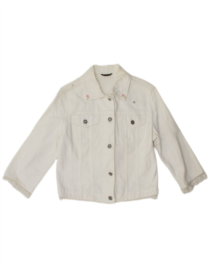 Sisley Womens 3/4 Sleeve Denim Jacket UK 4 XS White