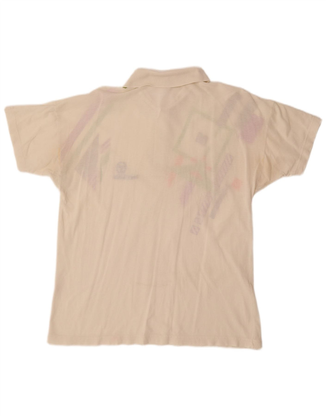 SERGIO TACCHINI Mens Polo Shirt EU 50 Medium Off White Geometric Cotton