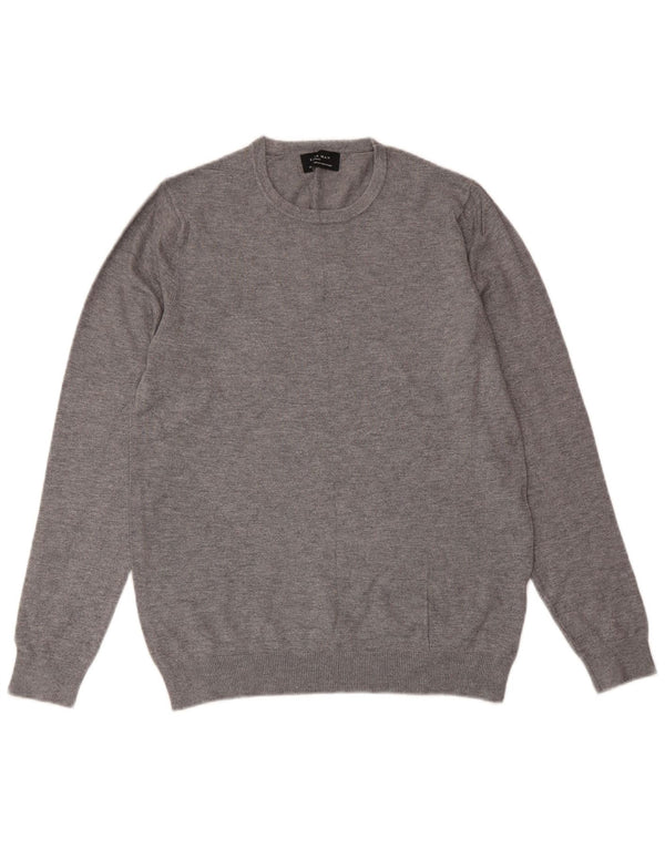 ZARA Mens Crew Neck Jumper Sweater Small Grey