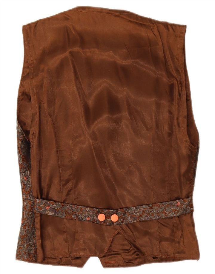 Vintage Womens Waistcoat UK 12 Medium Brown Paisley