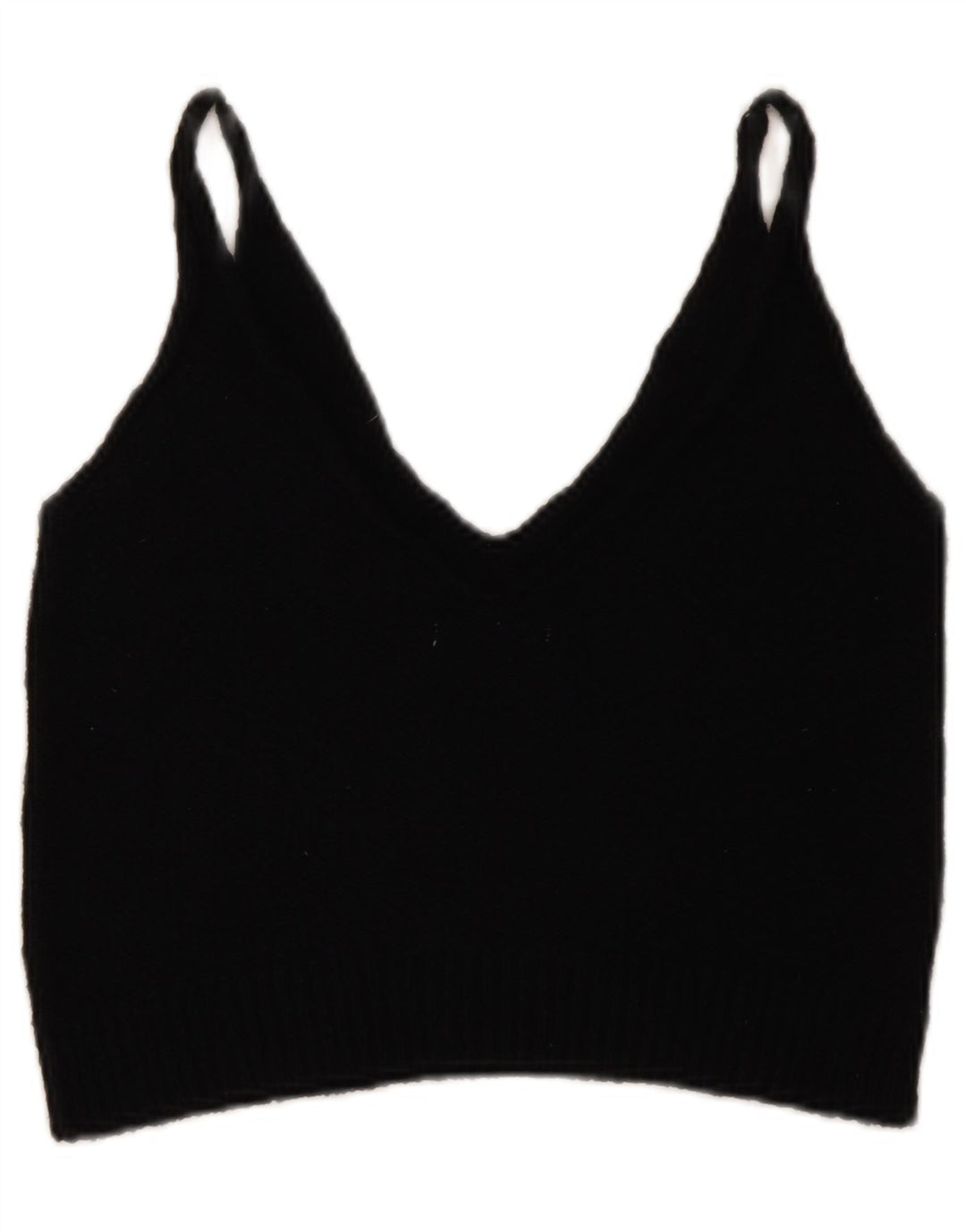 Zara Womens Knit Sleeveless Crop Top UK 12 Medium Black Cotton