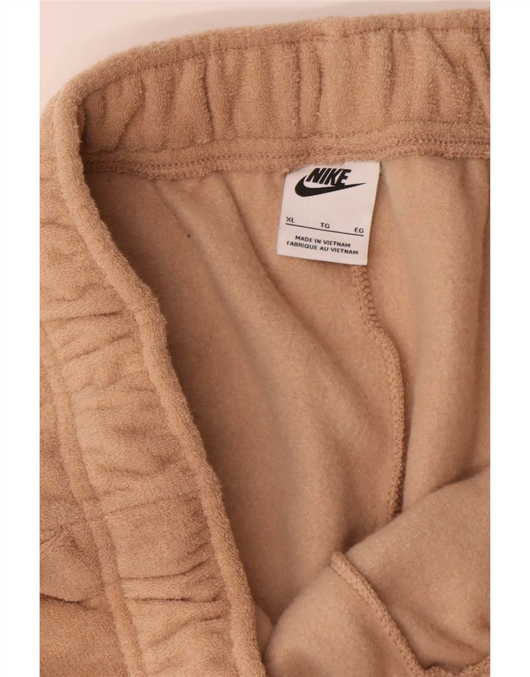 Nike Mens Velour Tracksuit Trousers Joggers XL Beige Polyester