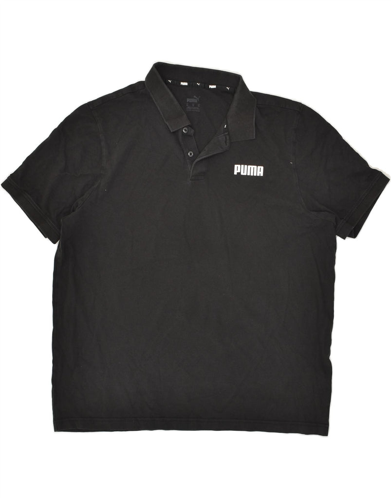 PUMA Mens Graphic Polo Shirt XL Black Cotton | Vintage Puma | Thrift | Second-Hand Puma | Used Clothing | Messina Hembry 