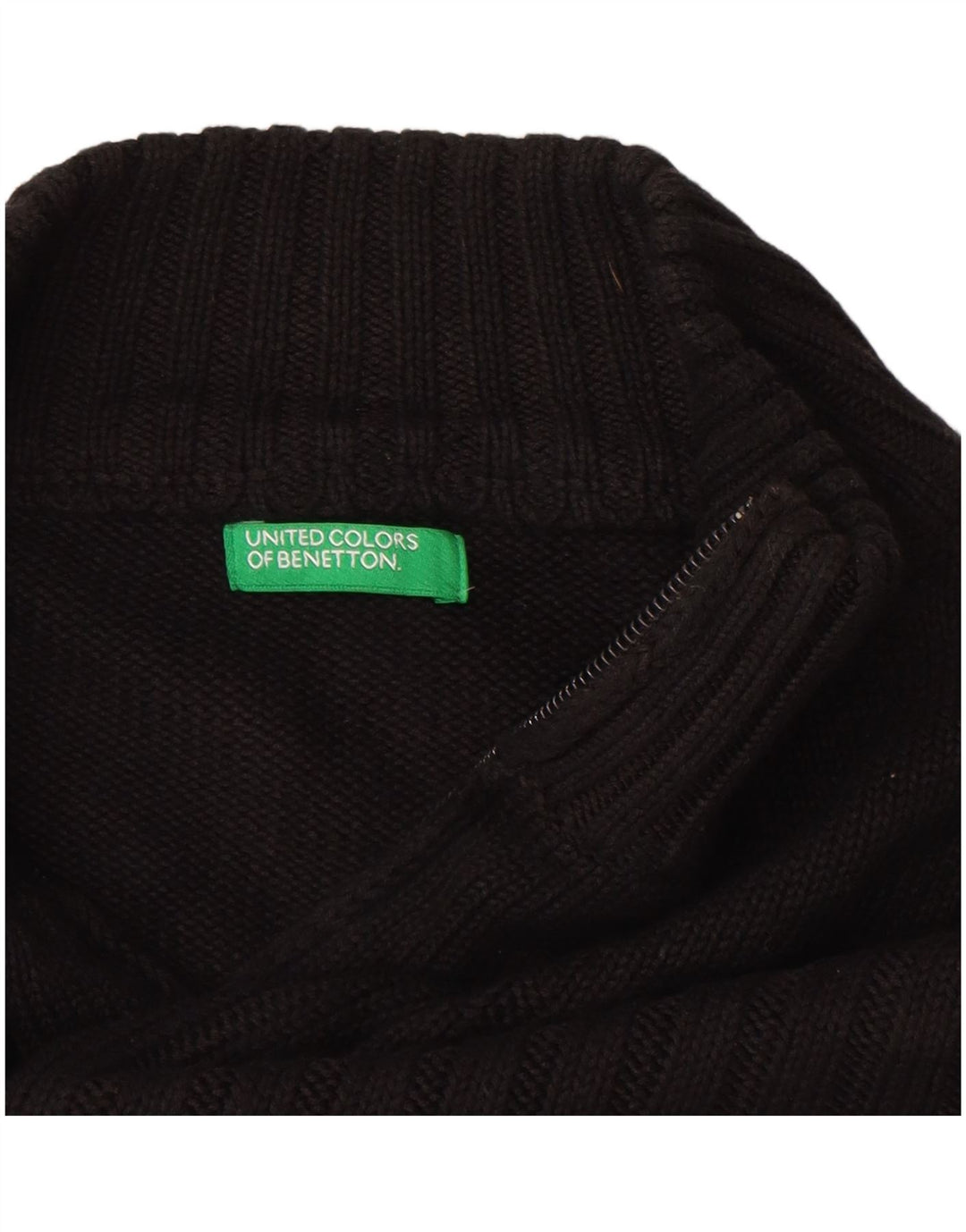 BENETTON Womens Cardigan Sweater UK 16 Large Black Cotton
