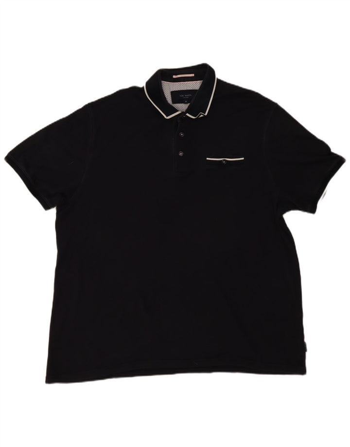 Ted Baker Mens Polo Shirt Size 6 2XL Black Cotton