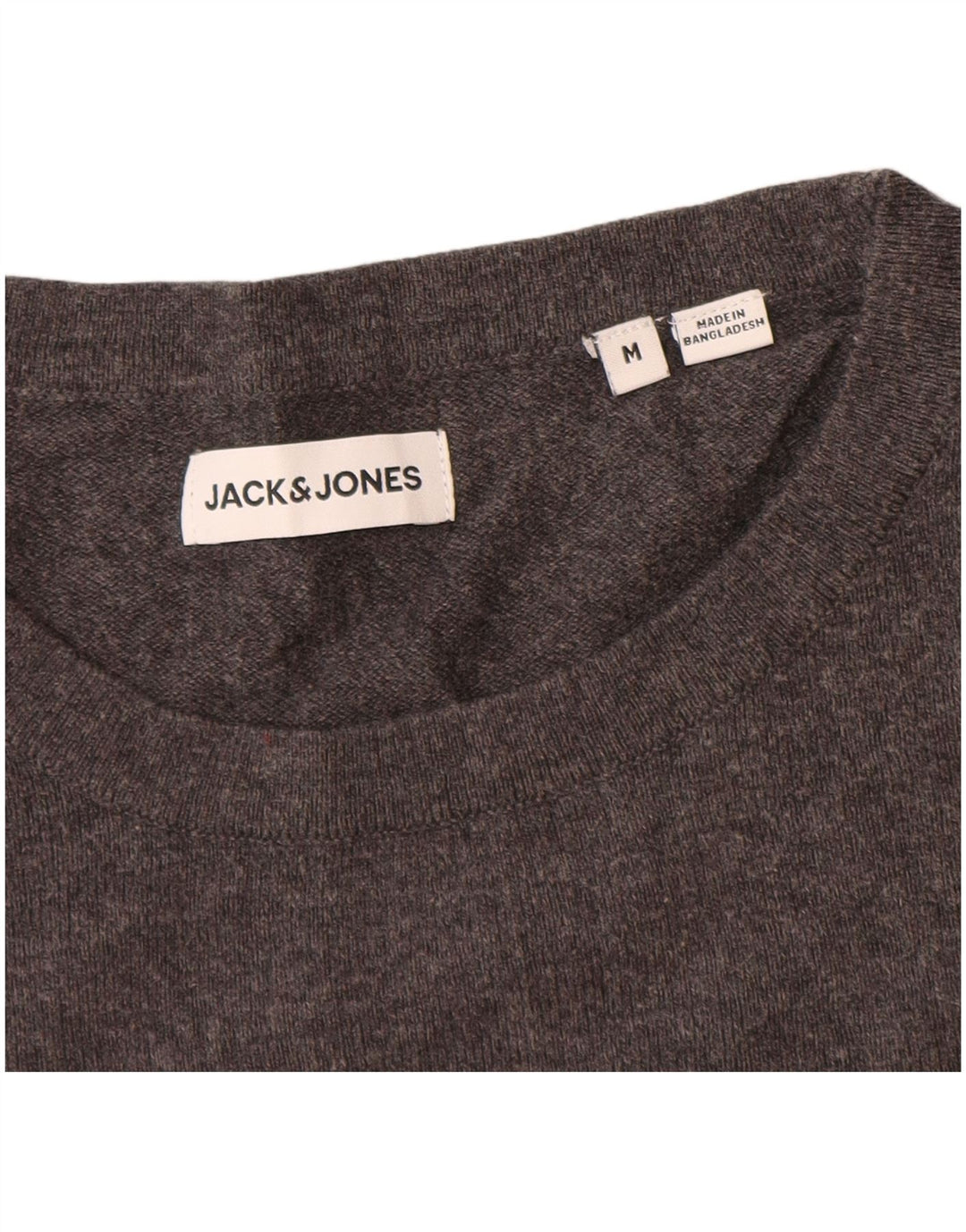 Jack & Jones Mens Crew Neck Jumper Sweater Medium Grey Cotton