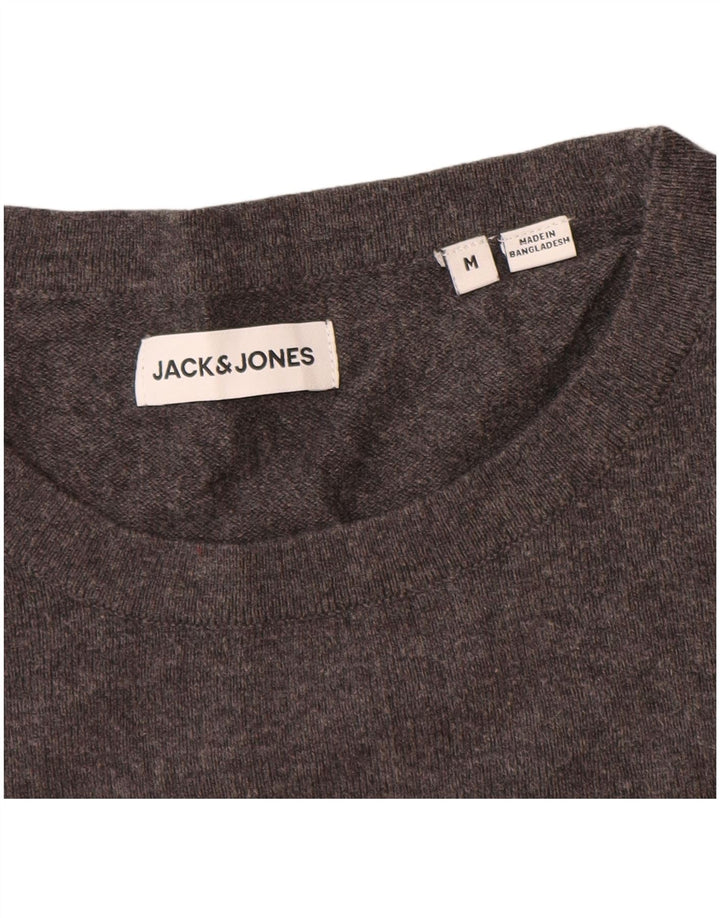 Jack & Jones Mens Crew Neck Jumper Sweater Medium Grey Cotton