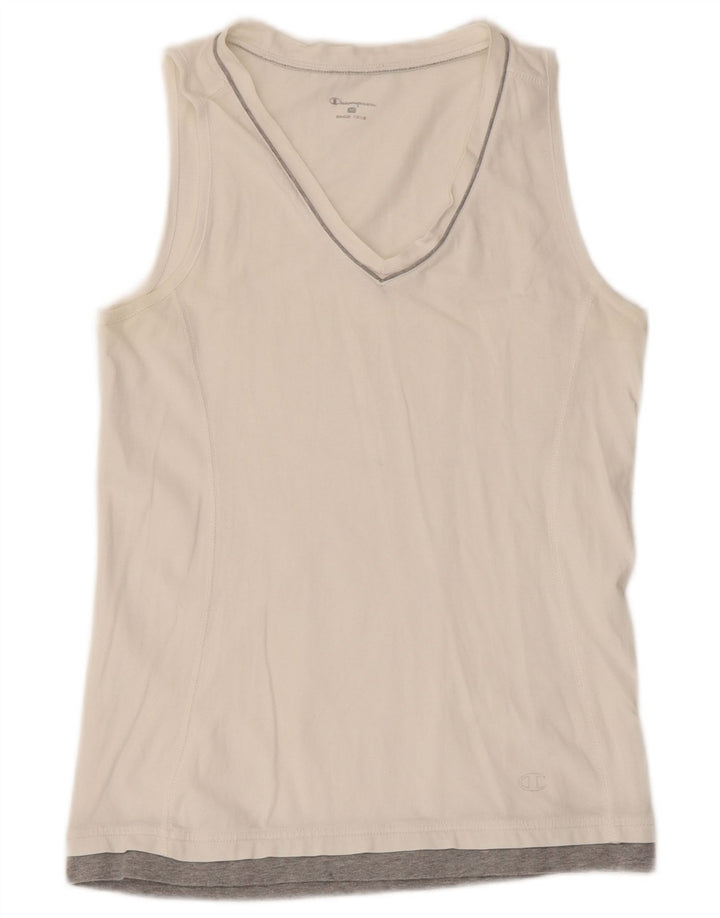Champion Womens Vest Top UK 12 Medium White Colourblock