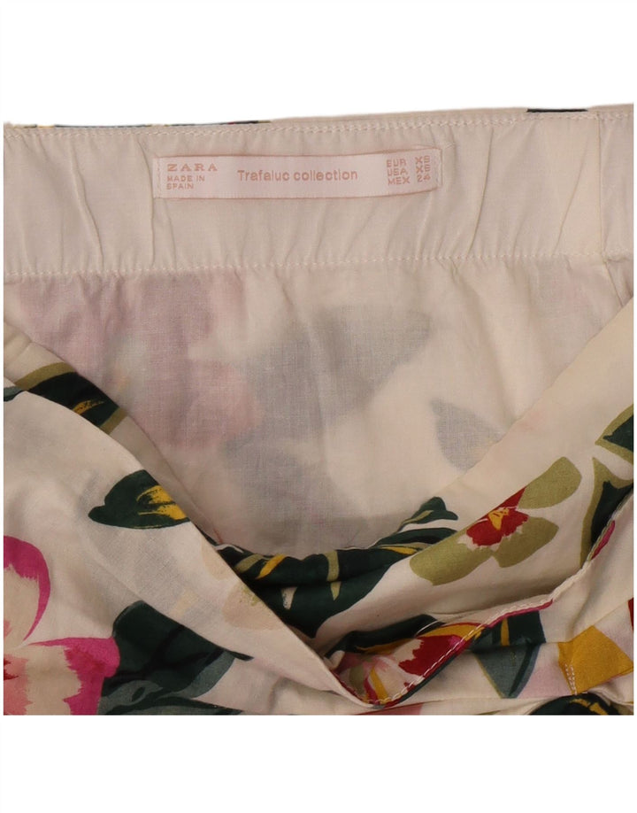 Zara Womens Mini Skirt XS W24 Off White Floral